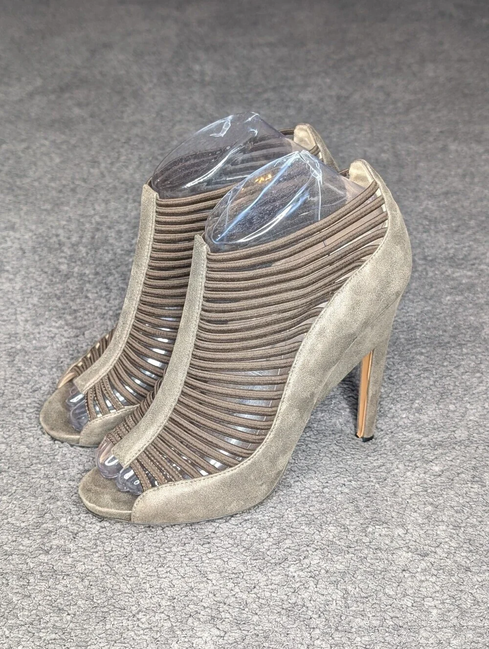 Nicholas Kirkwood Peep Toe Cage Pumps Bronze Women's 7.5